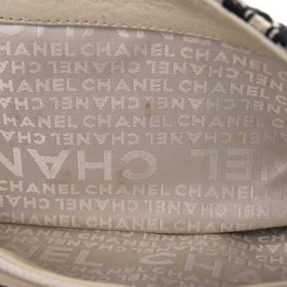 Chanel Tweed Calfskin Woven Single Flap Black Beige 9 of 12