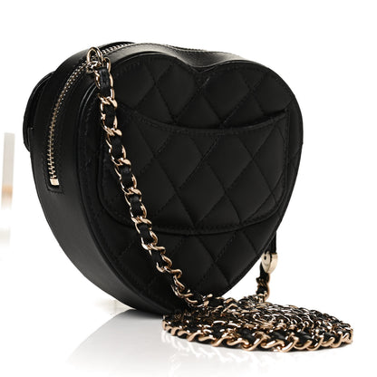 Chanel Lambskin Quilted CC In Love Heart Clutch With Chain Black 3 of 11