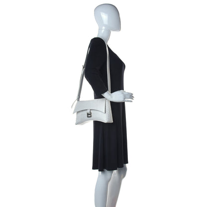Balenciaga Extra Supple Calfskin Crocodile Embossed XS Downtown Shoulder Bag White 2 of 13