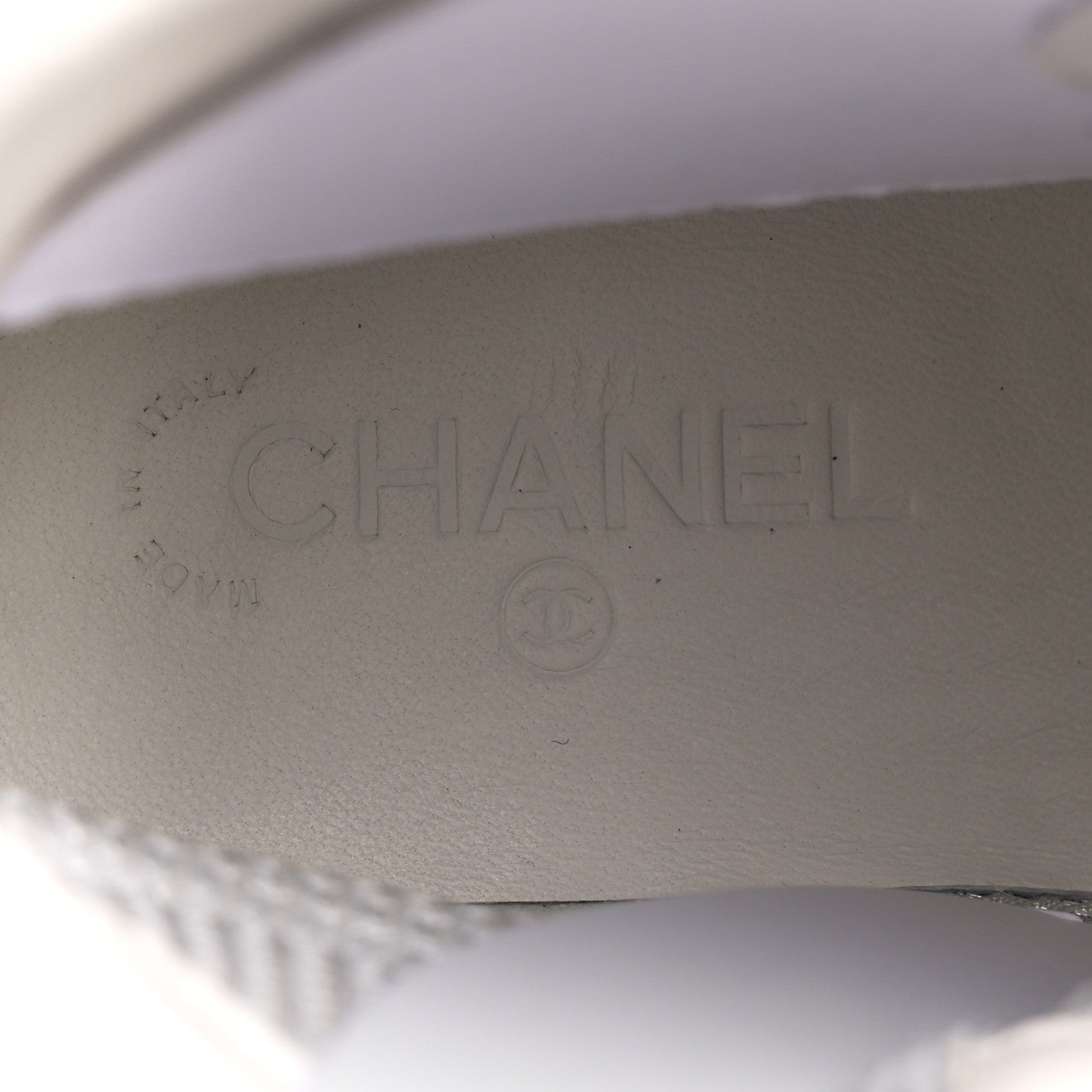 Chanel Fabric Calfskin Strass Womens CC Sneakers 38 Black White Silver 7 of 8