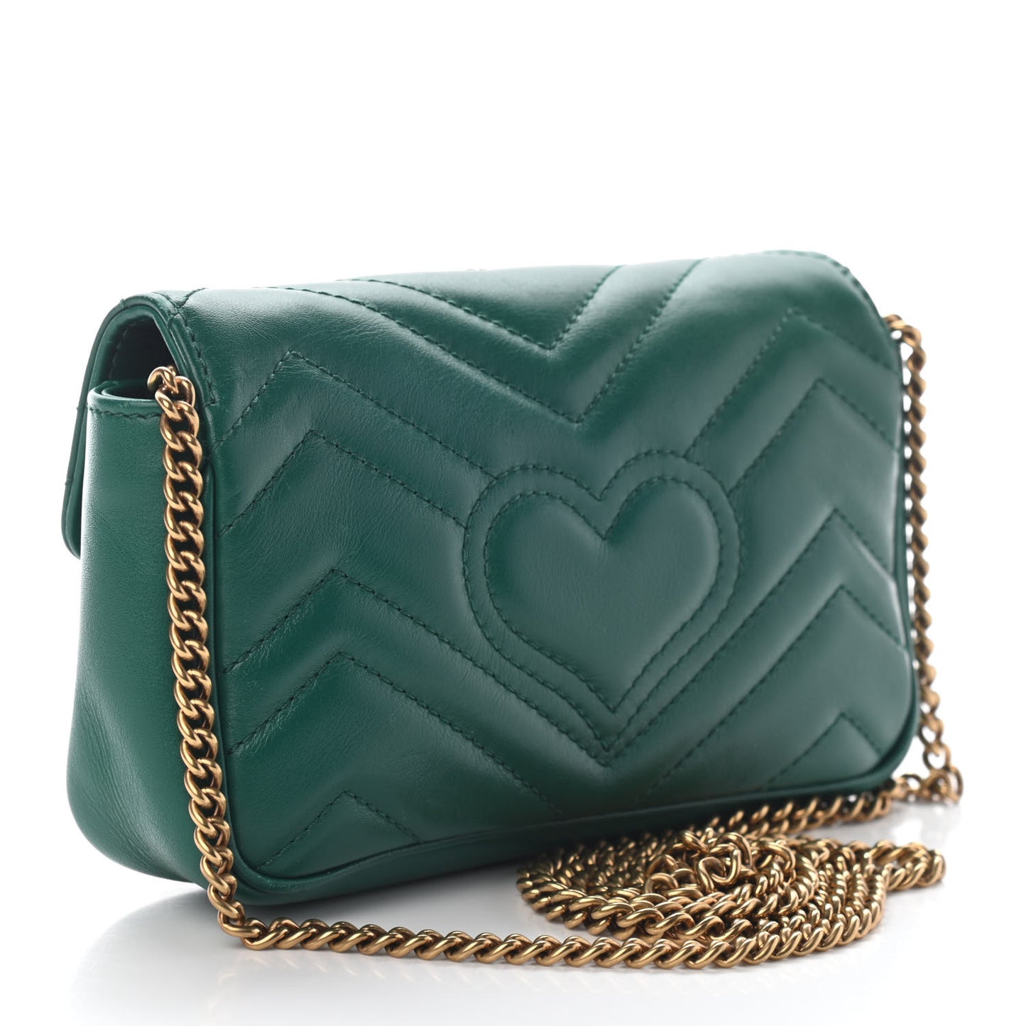 Calfskin Matelasse Super Mini GG Marmont Shoulder Bag Emerald Green