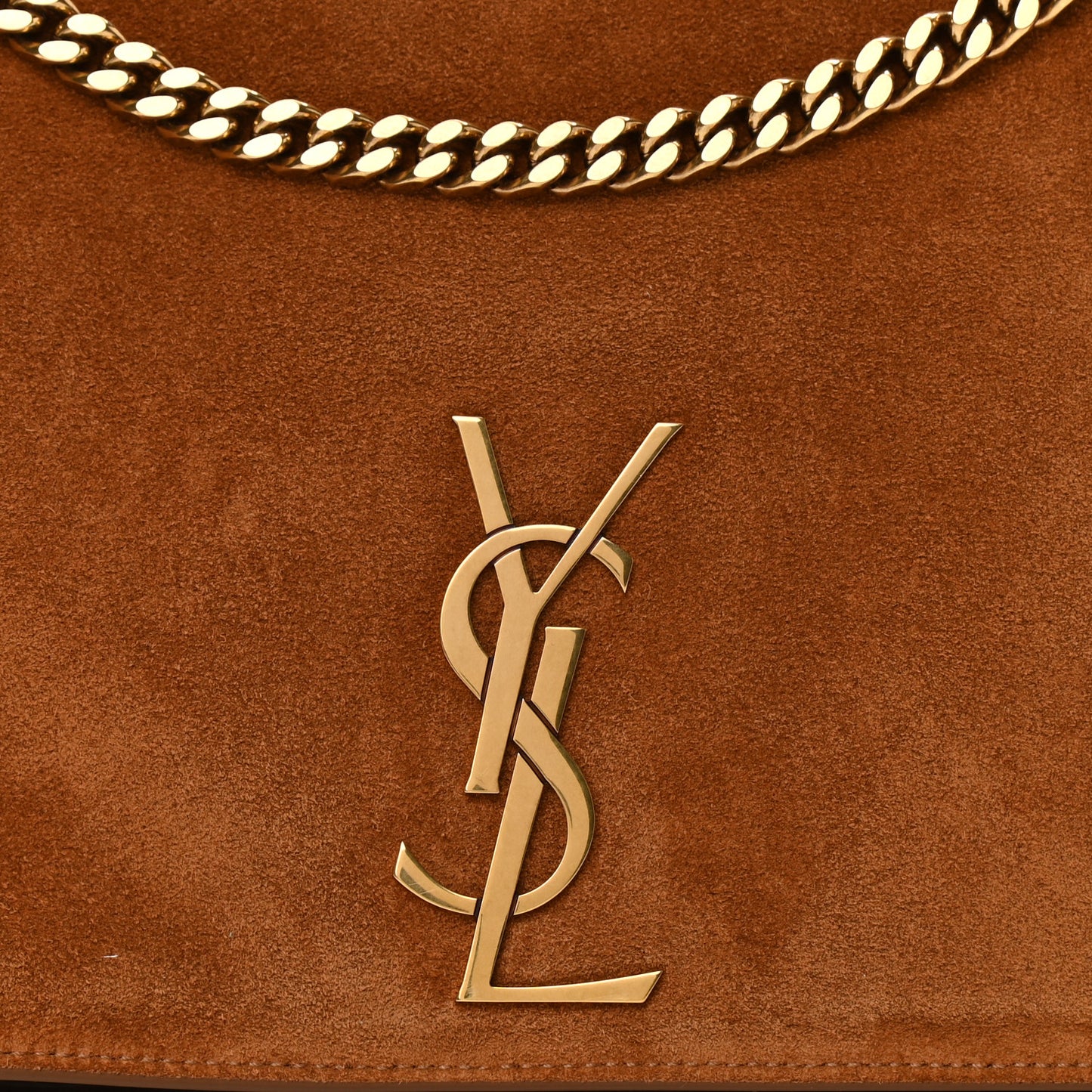 Smooth Calfskin Suede Medium Reversible Monogram Kate Satchel Light Ochre