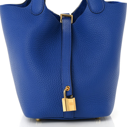 Hermes Taurillon Clemence Picotin Lock 18 PM Bleu Electrique 8 of 11