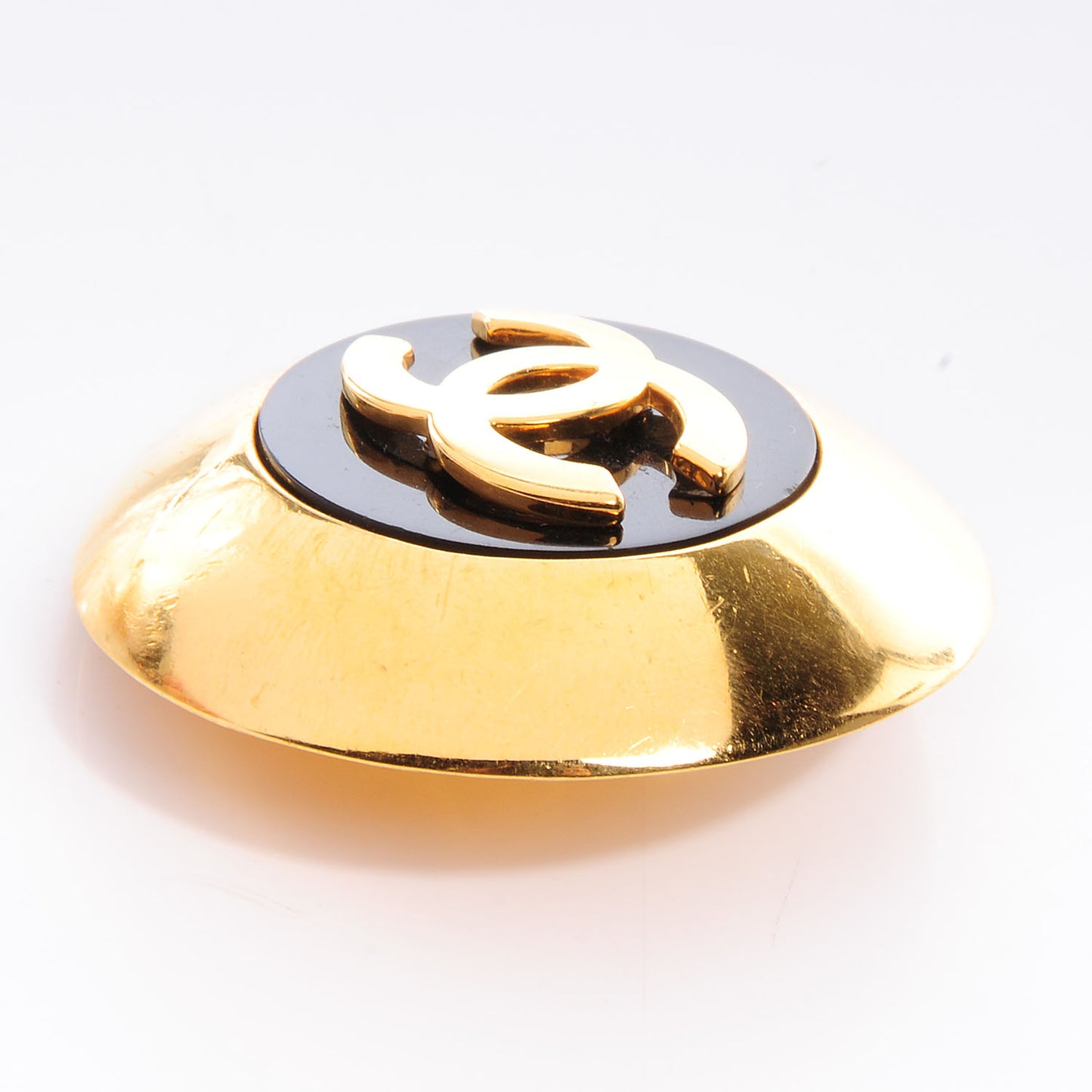 Metal CC Clip On Earrings Black and Gold