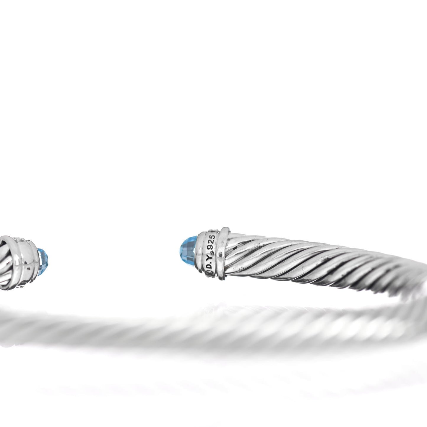 Sterling Silver Diamond Blue Topaz 5mm Cable Classics Bracelet
