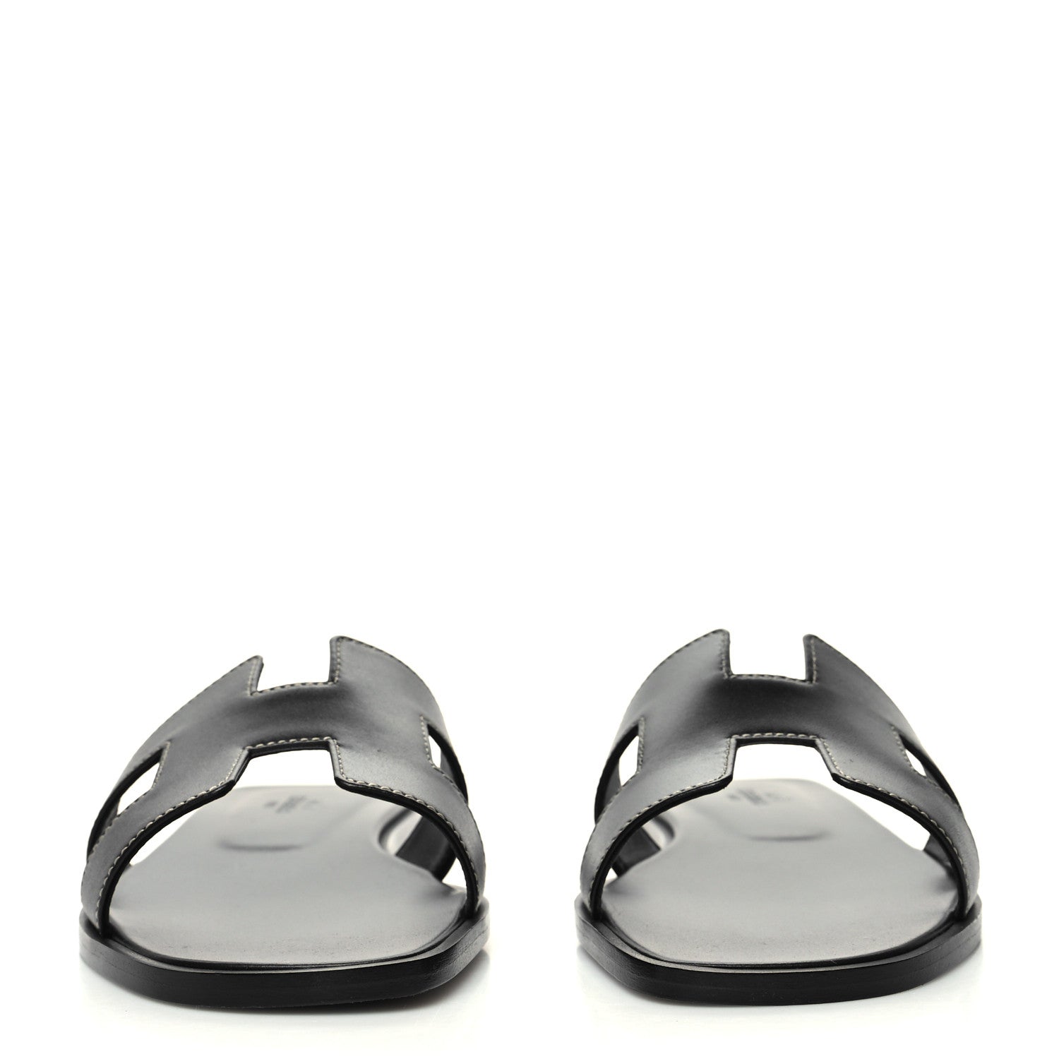 Hermes Box Calfskin Oran Sandals 38 Black 2 of 8