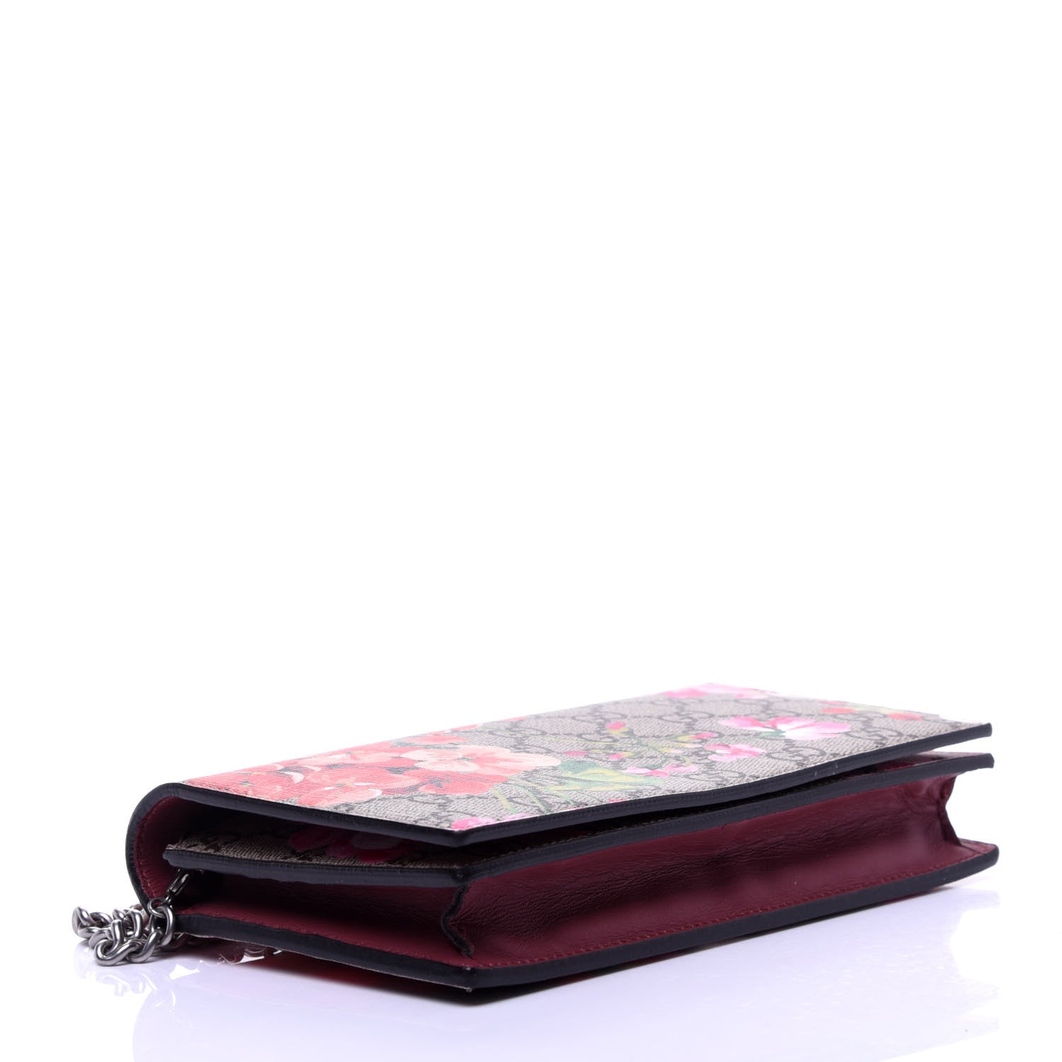 Gucci GG Supreme Monogram Blooms Chain Wallet Beige Multicolor Dry Rose 4 of 10