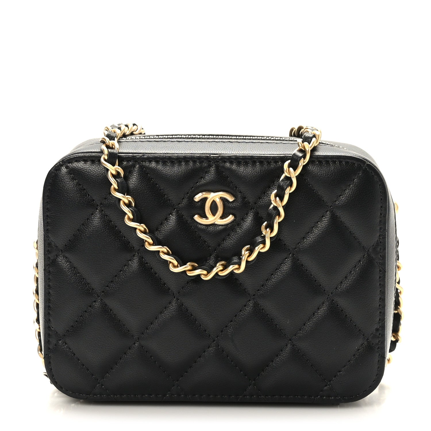 Chanel Lambskin Quilted CC Pearl Crush Camera Case Black 1 of 9