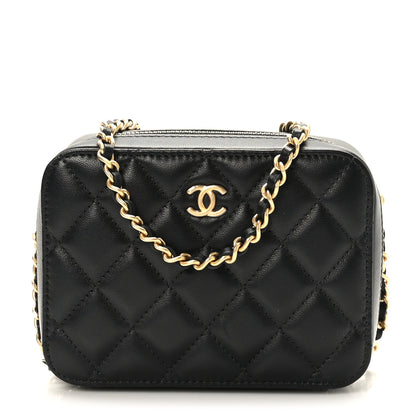 Chanel Lambskin Quilted CC Pearl Crush Camera Case Black 1 of 9