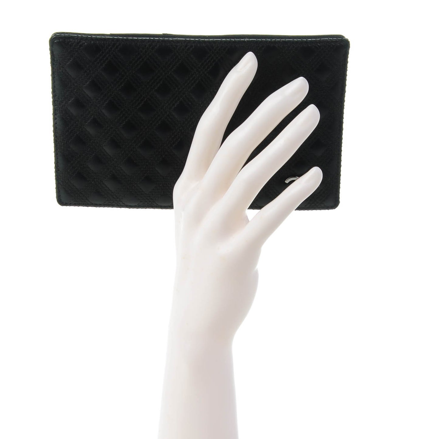 Lambskin Diamond Stitched Card Holder Black