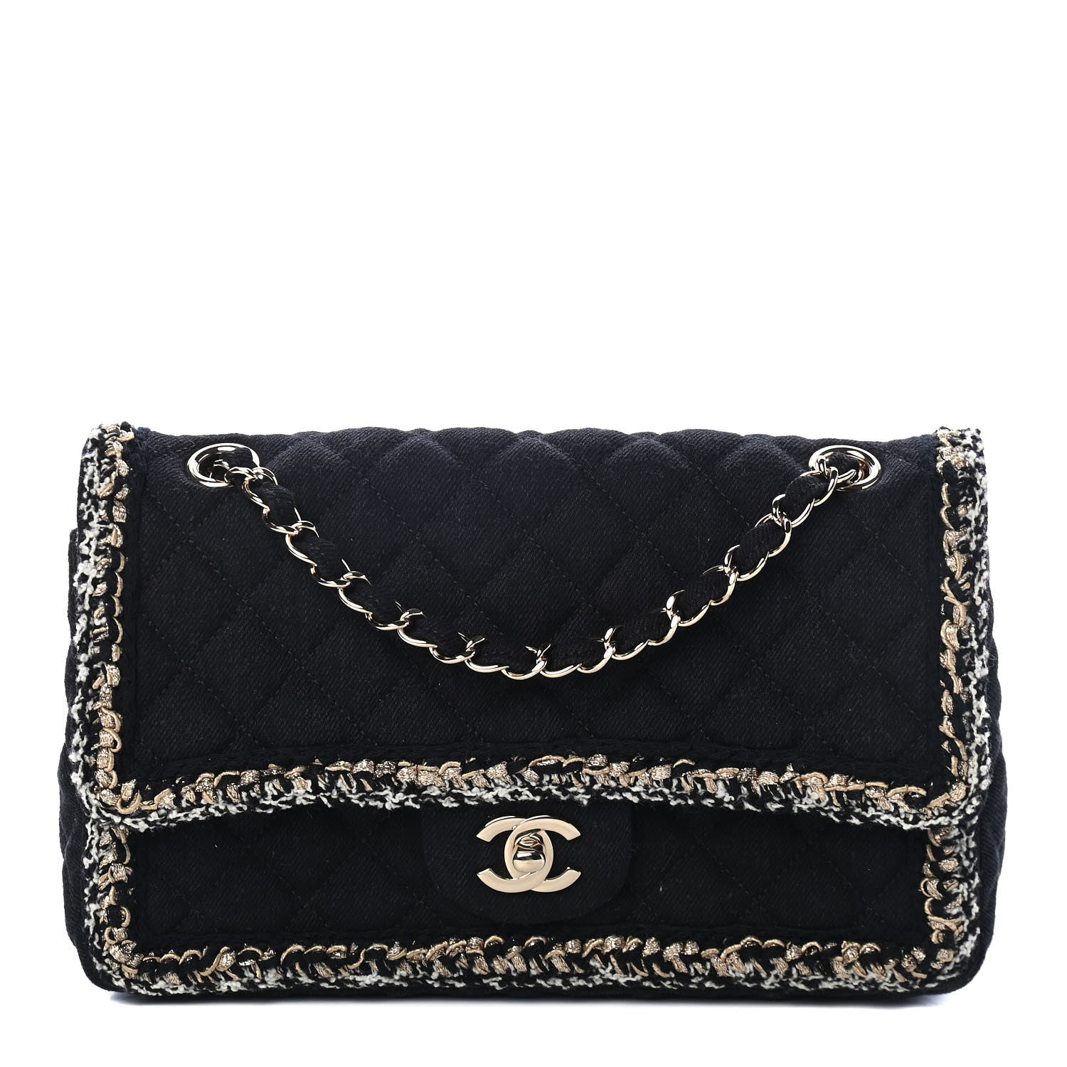 Chanel Denim Braided Medium Flap Bag Black 1 of 4