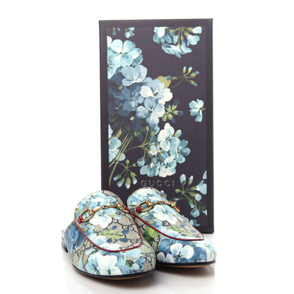 Gucci GG Supreme Monogram Blooms Womens Princetown Slippers 36.5 Beige Blue Navy Hibiscus Red 11 of 11