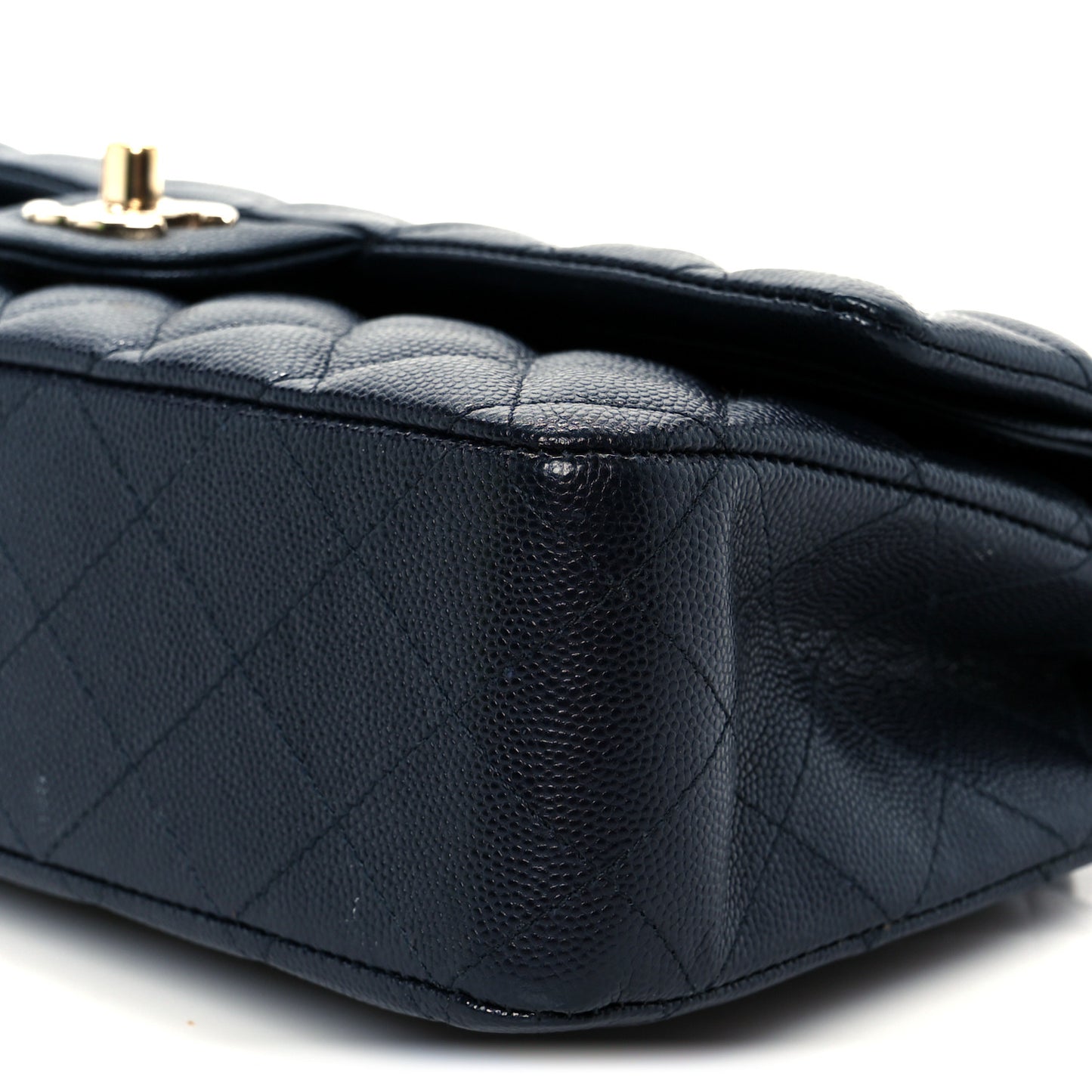 Caviar Quilted Medium Double Flap Navy