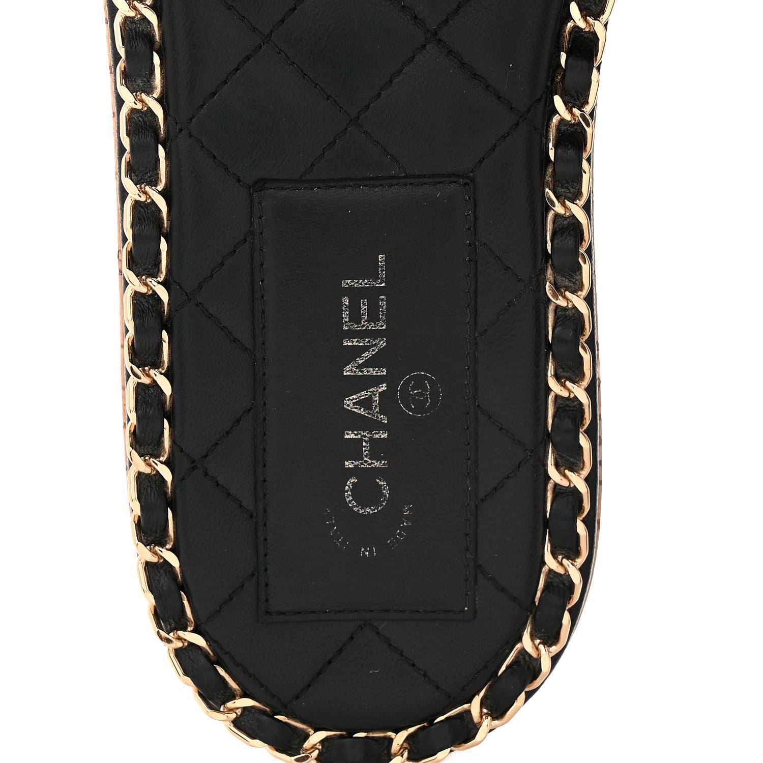 Chanel Lambskin Chain Cork Slide Sandals 38 Black 8 of 9