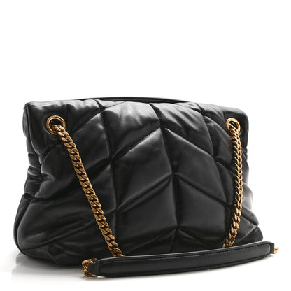 Saint Laurent Lambskin Quilted Small Loulou Puffer Monogram Chain Satchel Black 3 of 12