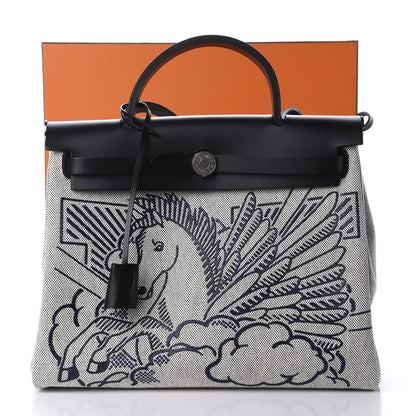 Hermes Vache Hunter Toile Pegase Pop Herbag Zip Retourne 31 PM Bleu Indigo 11 of 11