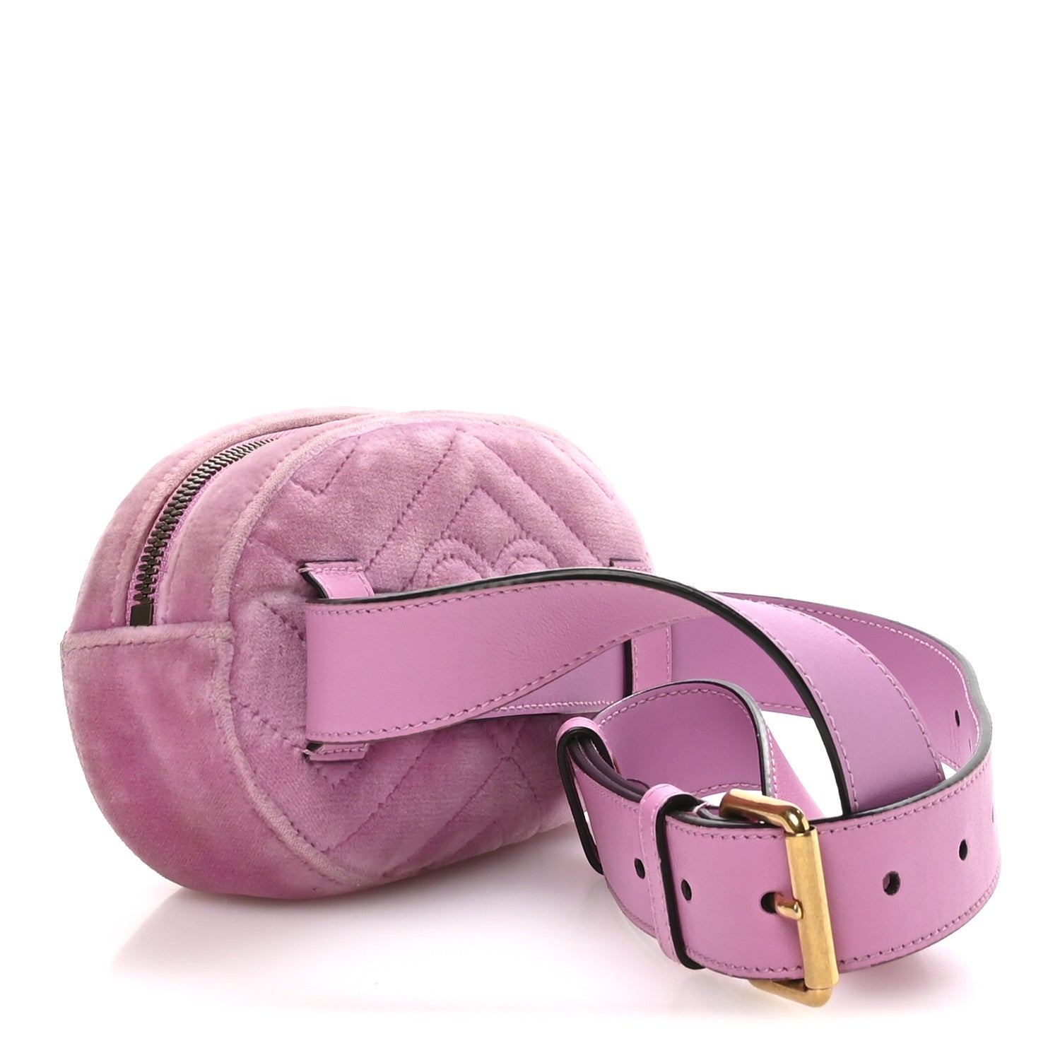 Gucci Velvet Matelasse Marquise Crystals GG Marmont Belt Bag 85 34 Malva 3 of 10