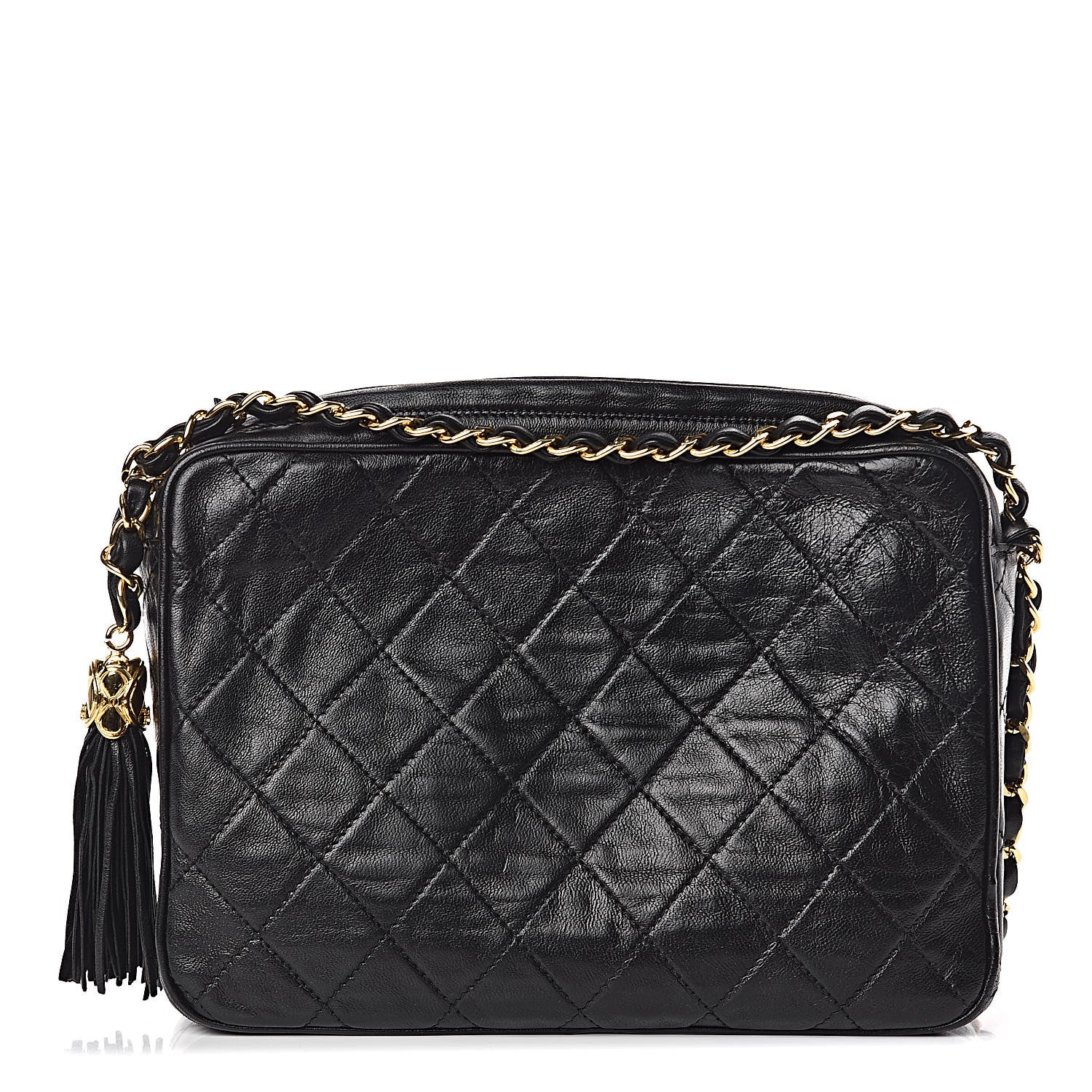 Chanel Lambskin Quilted Tassel Camera Case Pouch Black 1 of 15
