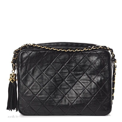 Chanel Lambskin Quilted Tassel Camera Case Pouch Black 1 of 15