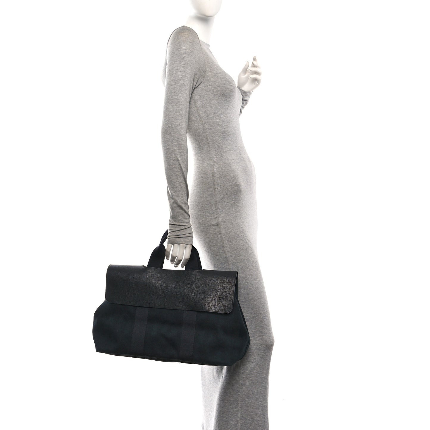Chevron Herringbone Toile Vache Liegee Valparaiso Tote  MM Black