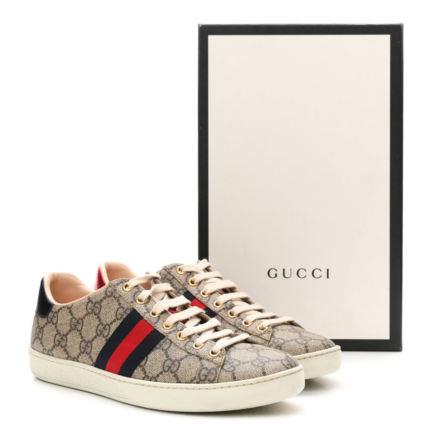 Gucci GG Supreme Monogram Womens Ace Low-Top Sneaker 37.5 Beige 10 of 10