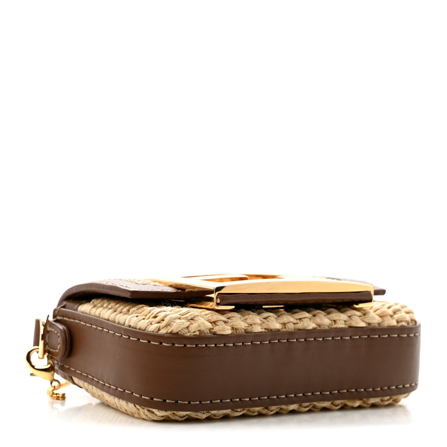 Fendi Macrame Crochet Vitello Grace Nano Maxi Buckle Baguette Charm Natural Gianduia 4 of 10
