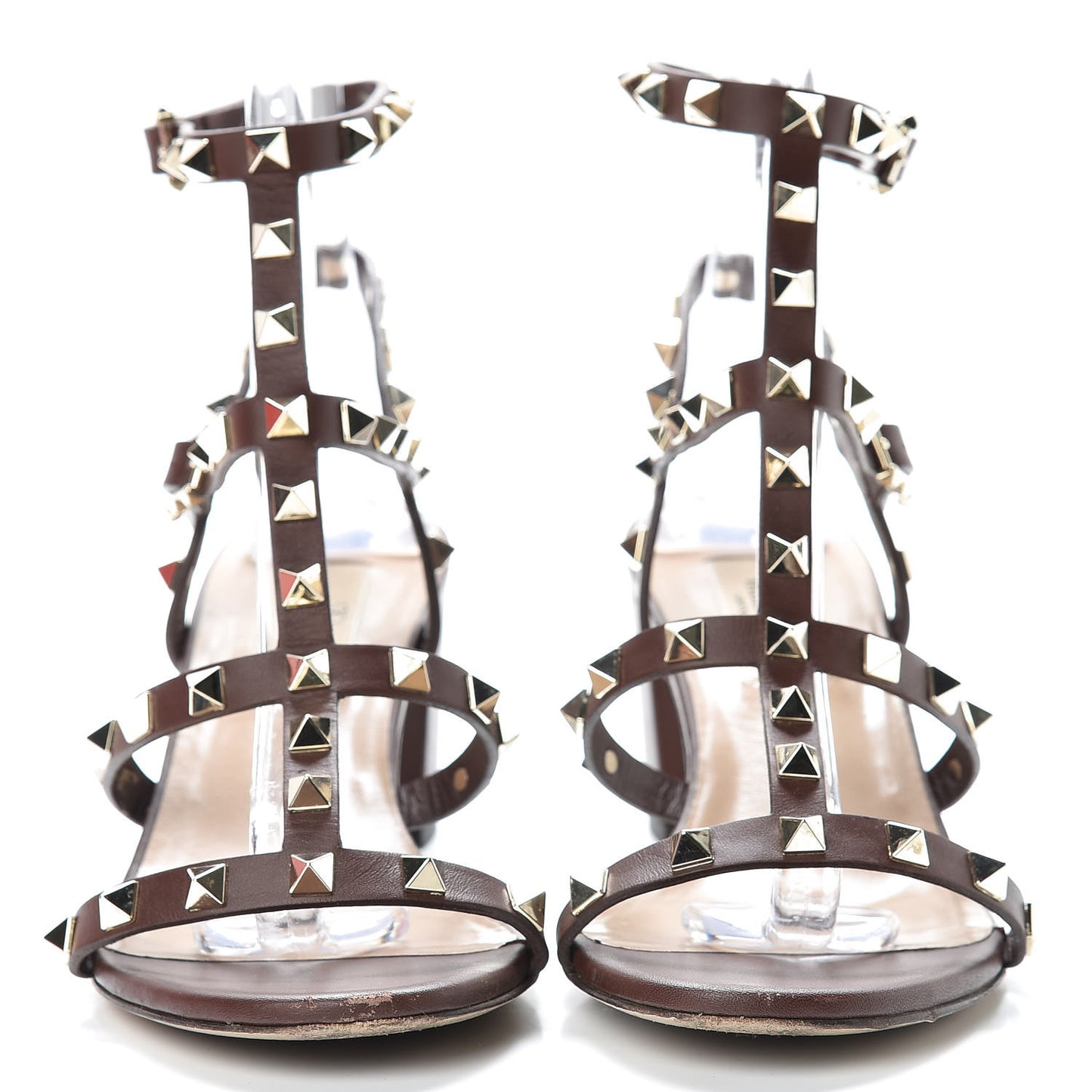 Calfskin Rockstud 60mm City Sandals 37 Light Brown