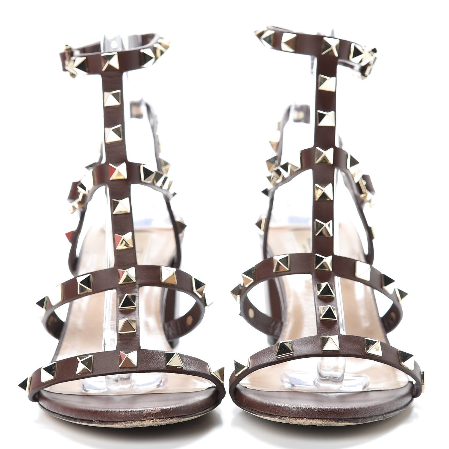 Valentino Garavani Calfskin Rockstud 60mm City Sandals 37 Light Brown 2 of 16