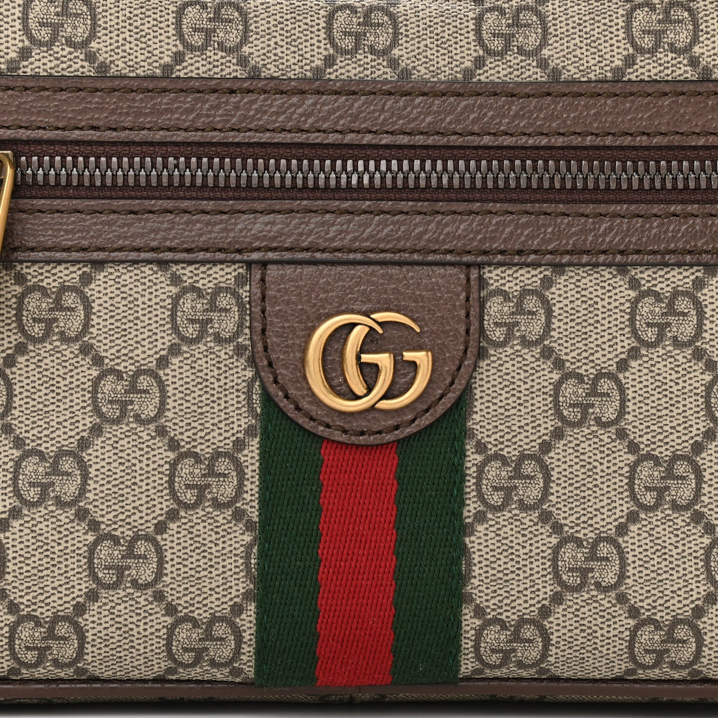 Soft GG Supreme Monogram Medium Ophidia Belt Bag Dark Brown