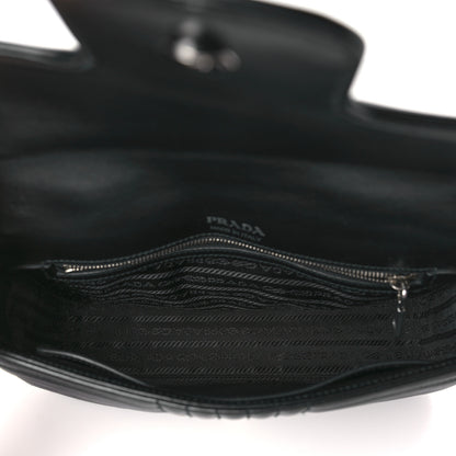 Prada Soft Calfskin Impunture Diagramme Medium Chain Flap Shoulder Bag Black 5 of 8