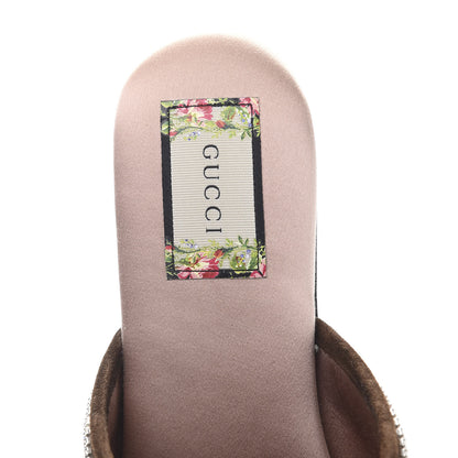 Gucci Velvet GG Monogram Crystal Womens Slippers 41 Avio Dusty Pink Vintage Cocoa 6 of 7