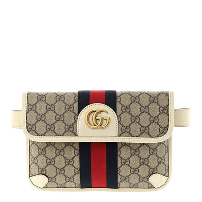 Gucci GG Supreme Monogram Web Small Ophidia Belt Bag 90 36 Beige Ebony White 1 of 11