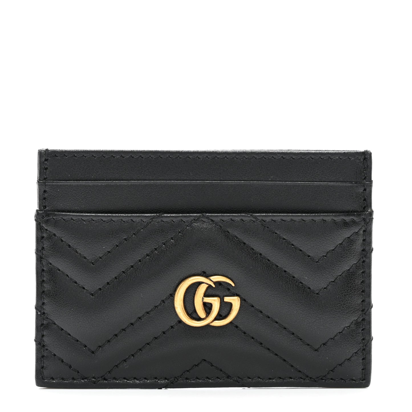 Calfskin Matelasse GG Marmont Card Holder Black