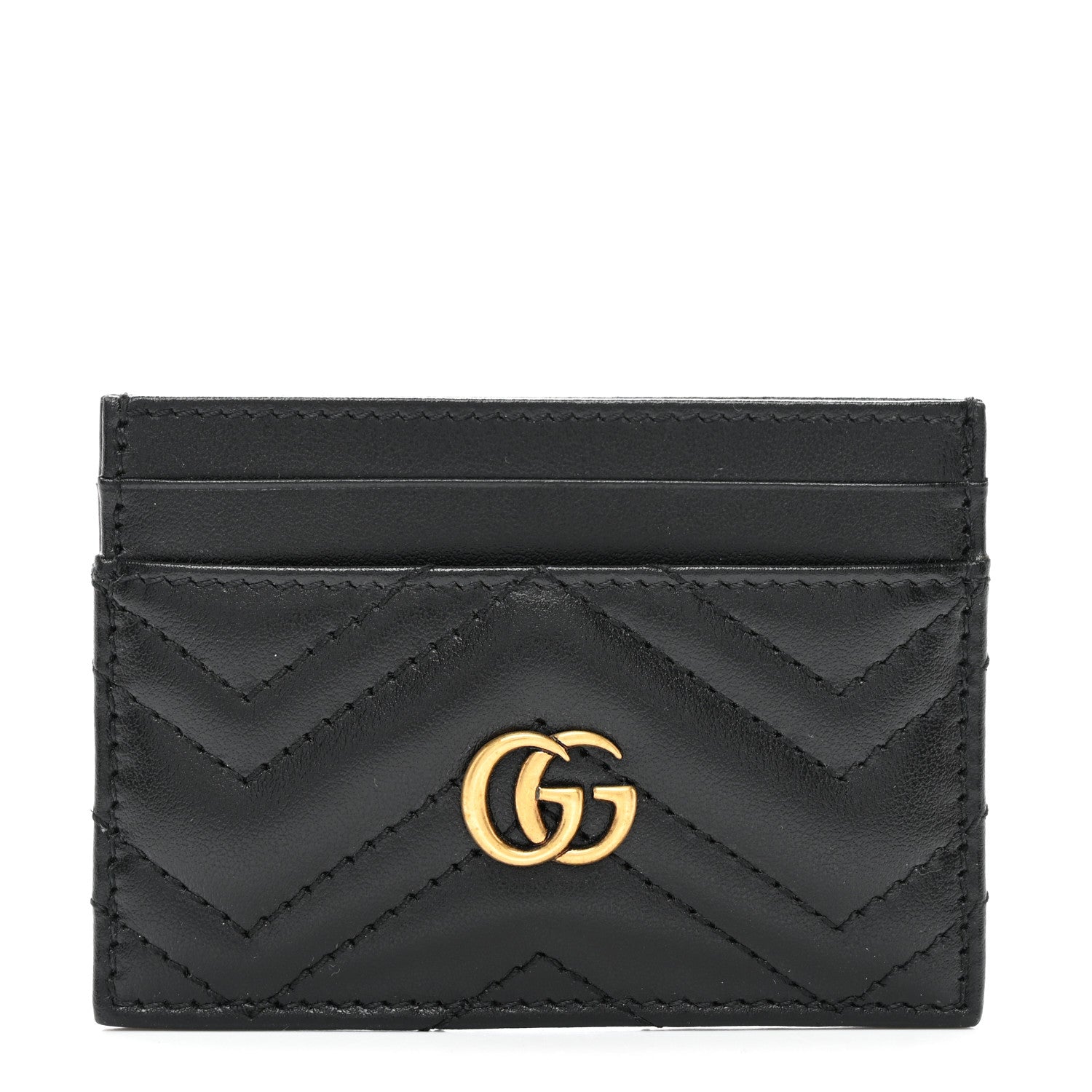 Gucci Calfskin Matelasse GG Marmont Card Holder Black 1 of 6