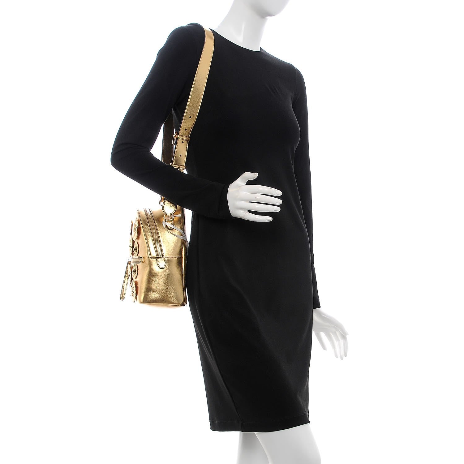 Fendi Vitello Catalan Mirror Flowerland Backpack Gold 2 of 9
