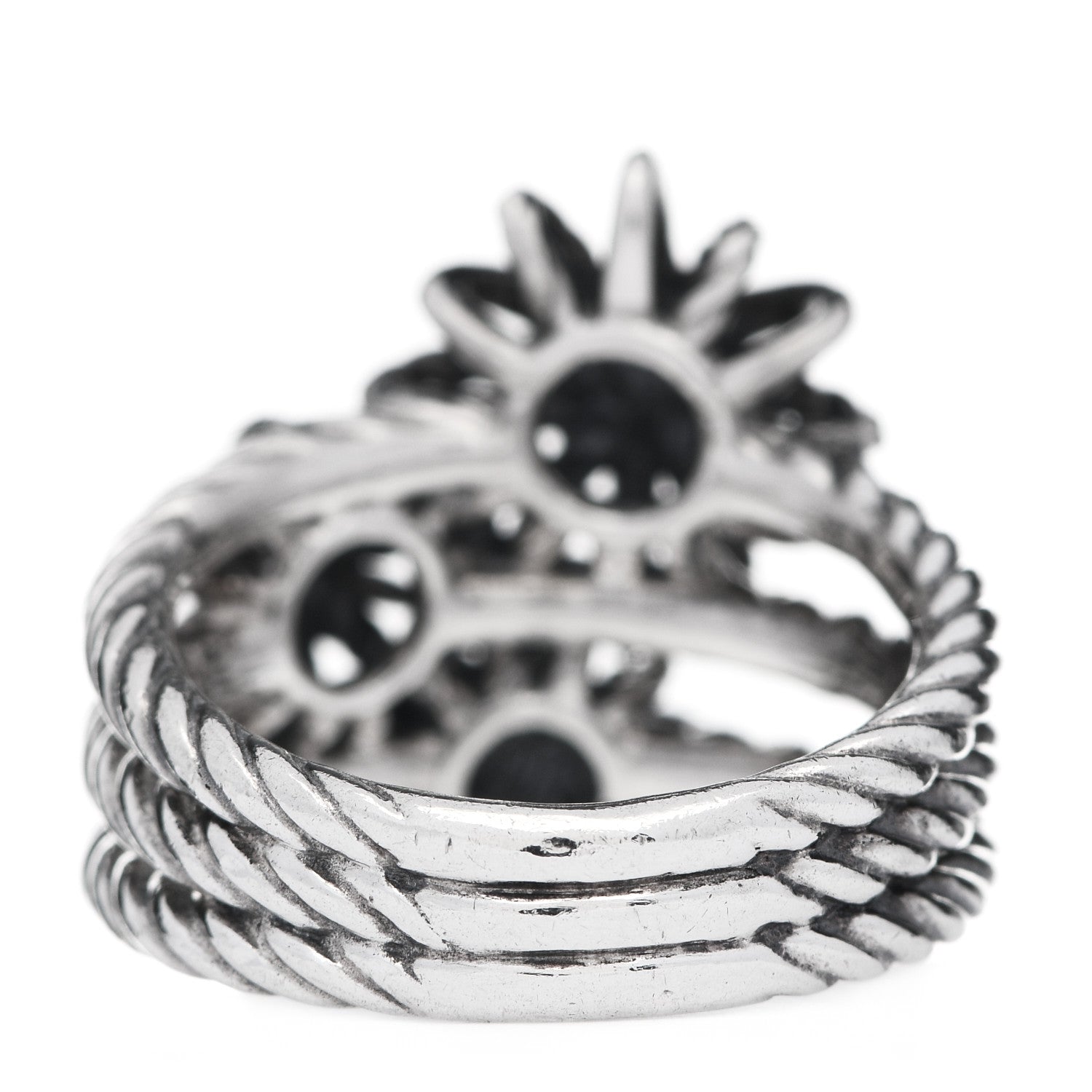 David Yurman Sterling Silver Diamond Starburst Cluster Ring 54 6.75 4 of 5