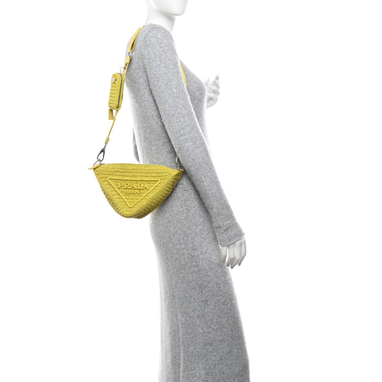 Yarn Raffia Effect Crochet Triangle Shoulder Bag Giallo