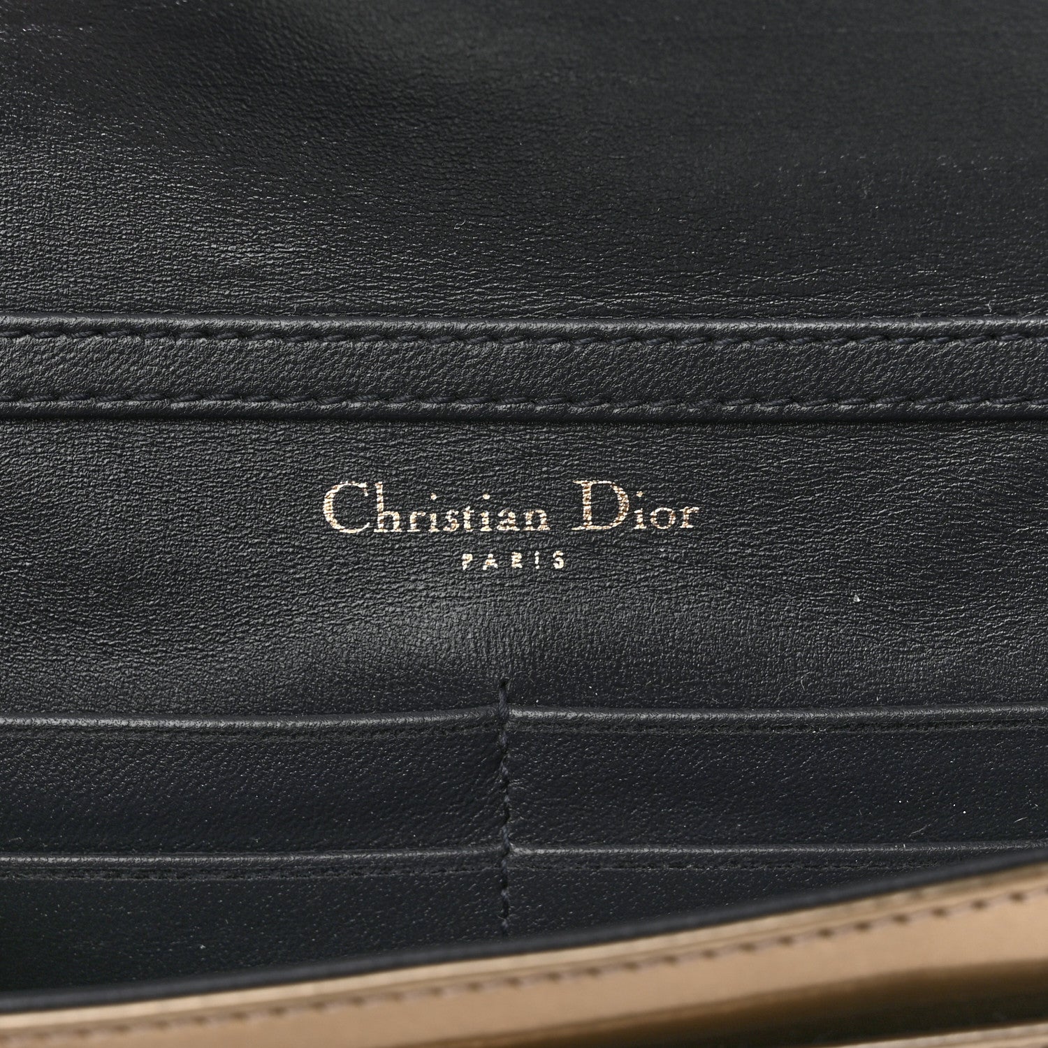 Christian Dior Metallic Patent Micro-Cannage Diorama Wallet on Chain Pouch Gold 6 of 10