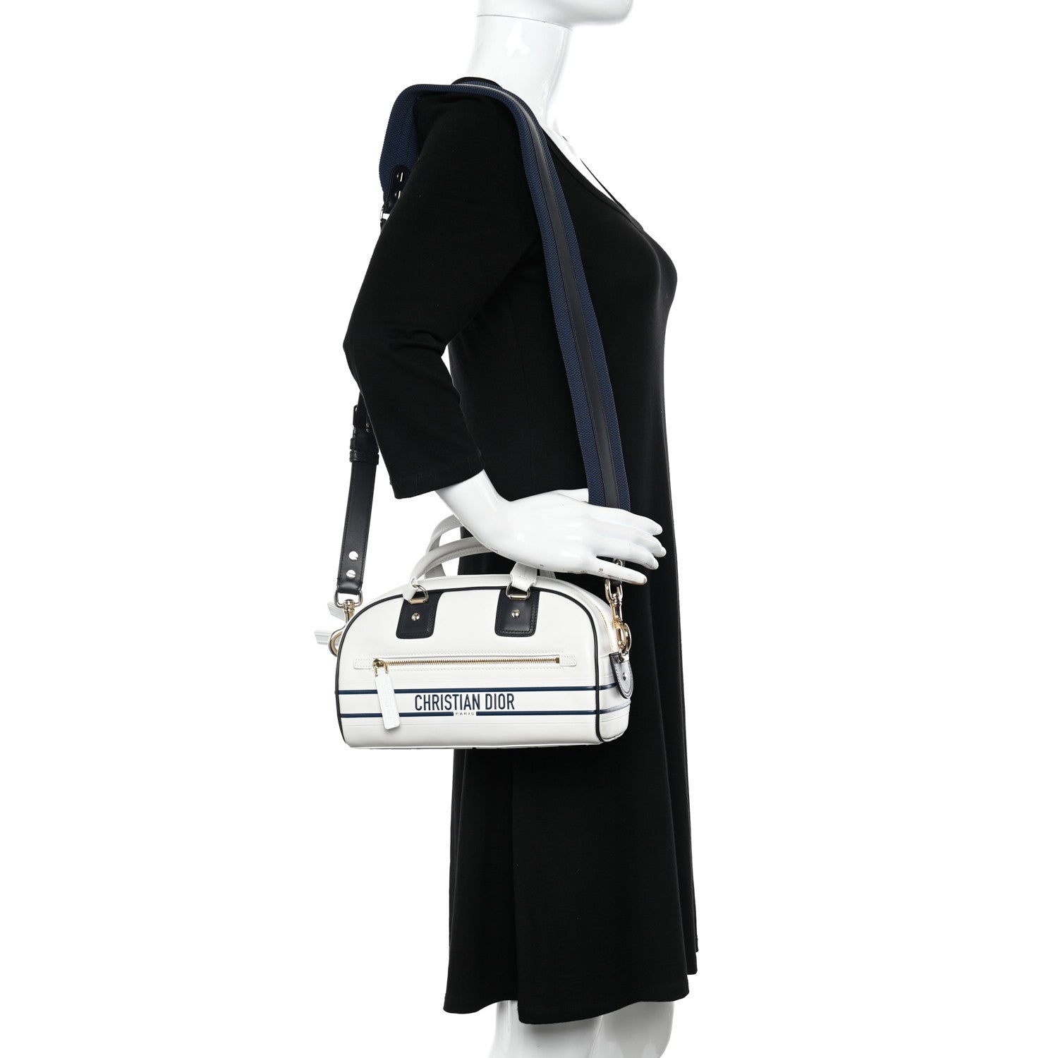 Christian Dior Calfskin Small Dior Vibe Zip Bowling Bag White 2 of 10