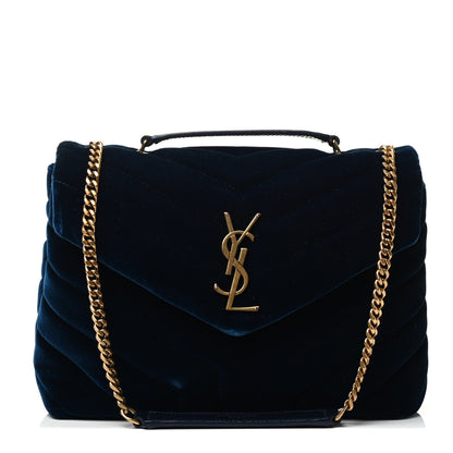 Saint Laurent Velvet Y Quilted Monogram Small Loulou Chain Satchel Medium Blue 1 of 4