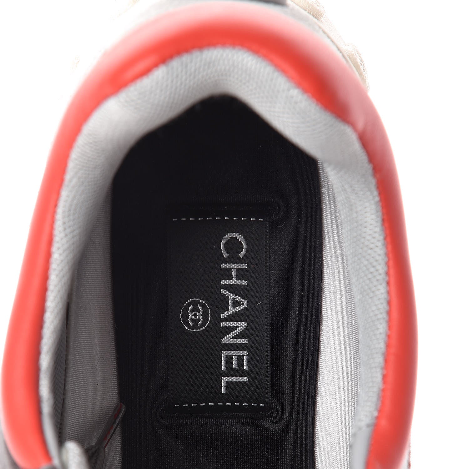 Chanel Nylon Calfskin Suede Mens CC Sneakers 41 Grey Orange 8 of 8