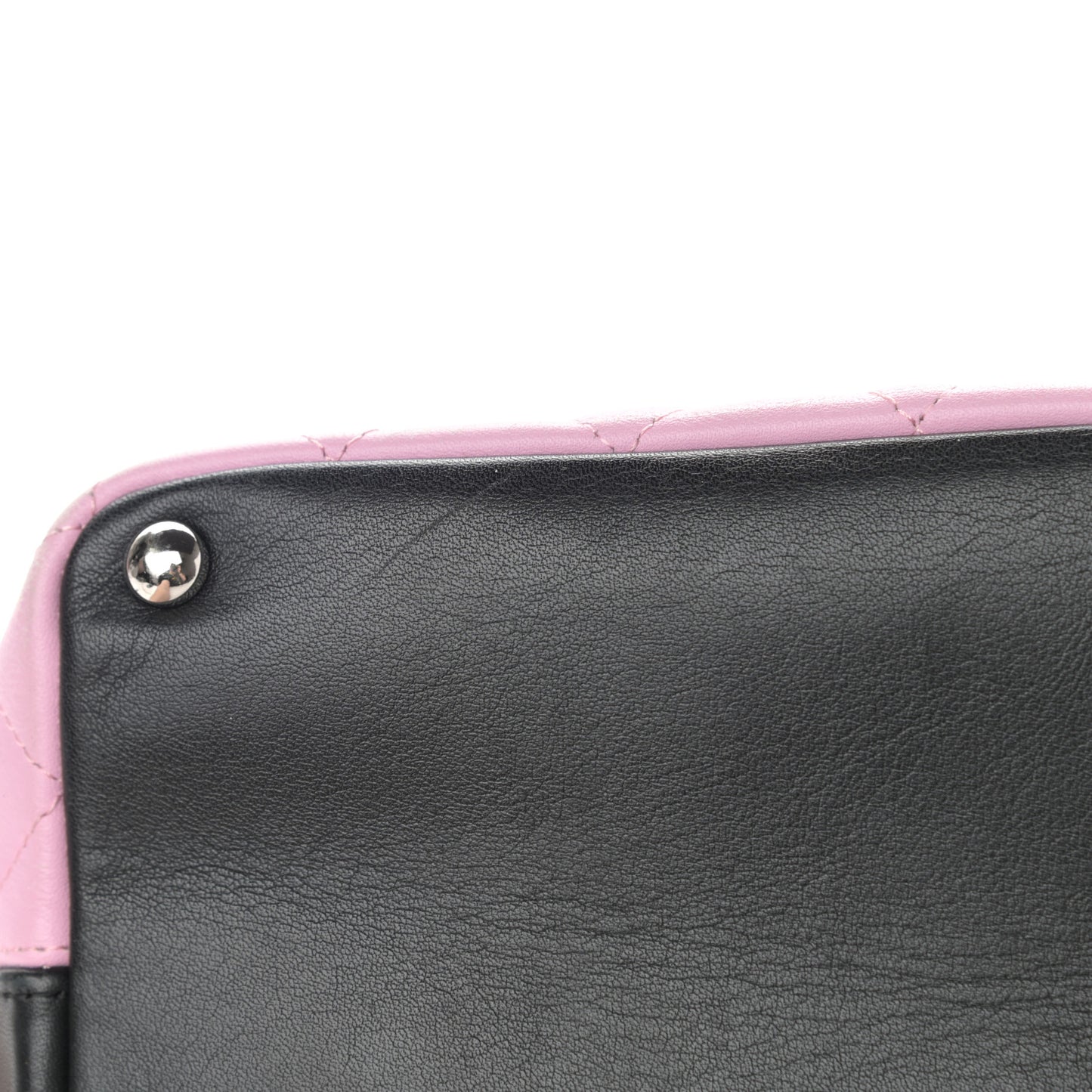 Calfskin Quilted Medium Cambon Tote Pink Black