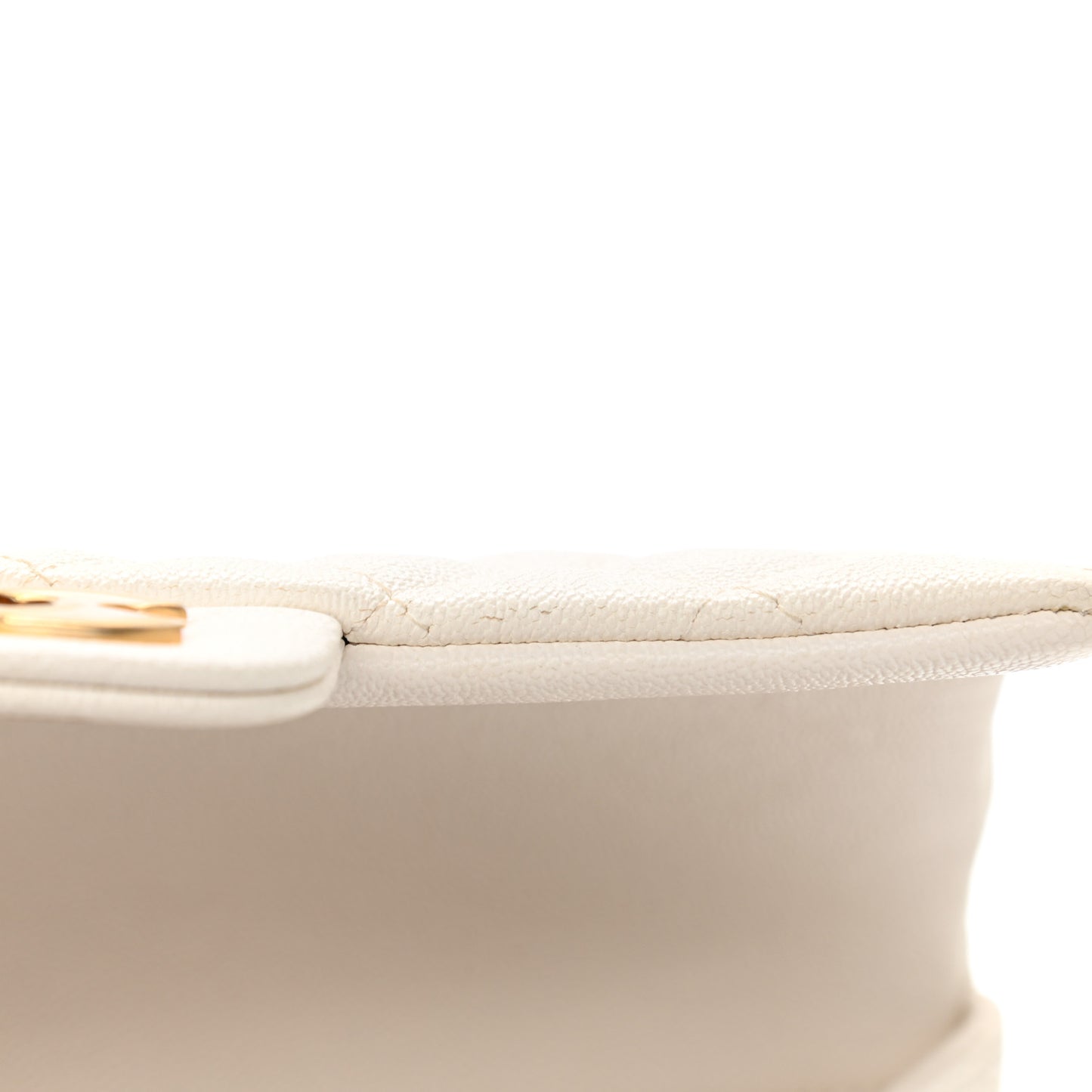 Caviar Quilted Mini Top Handle Rectangular Flap White