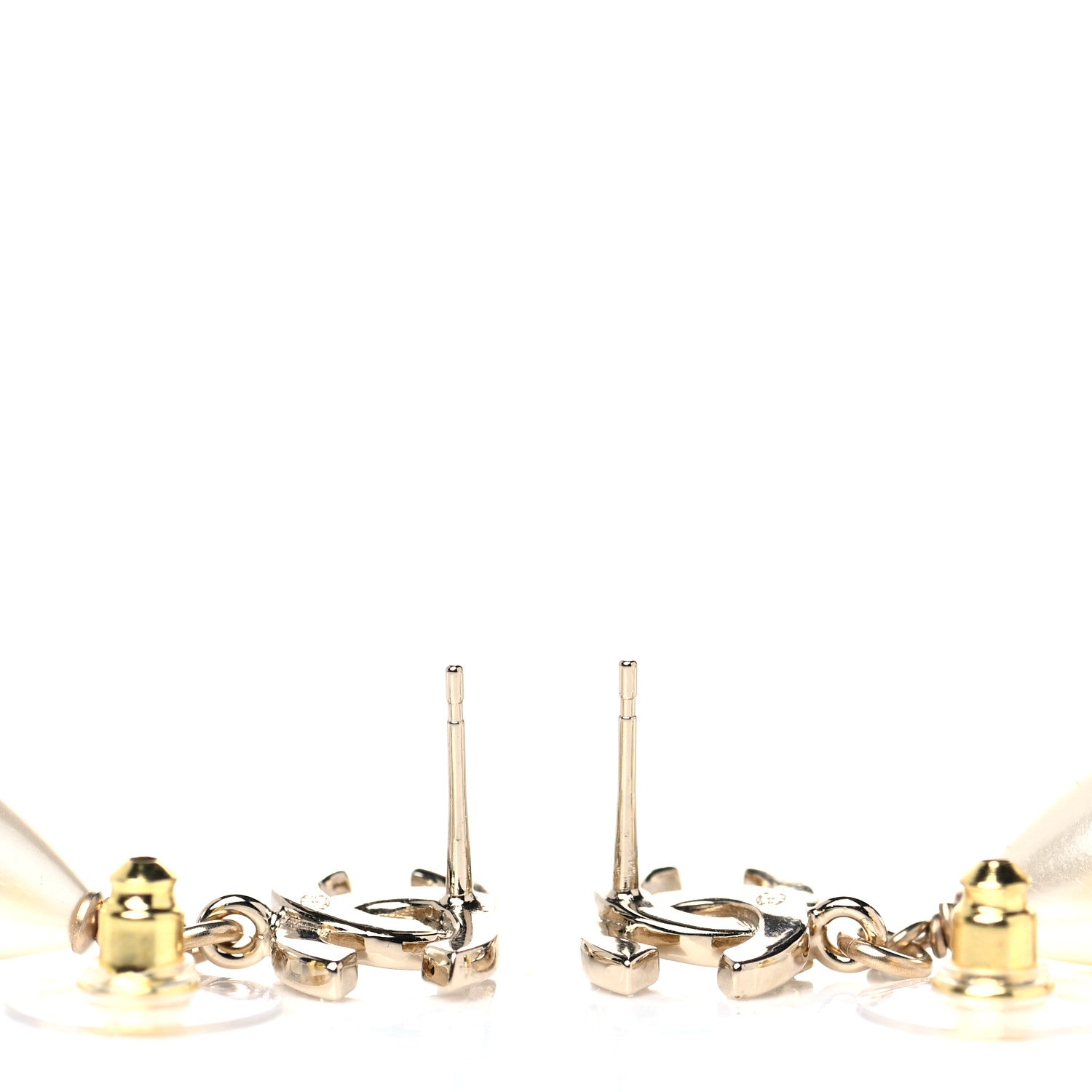Chanel Crystal Pearl CC Fantasy Drop Earrings Gold Black 3 of 4