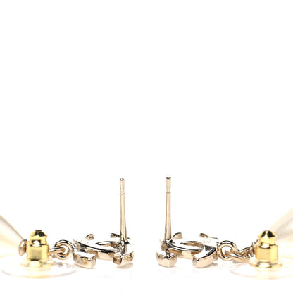 Chanel Crystal Pearl CC Fantasy Drop Earrings Gold Black 3 of 4