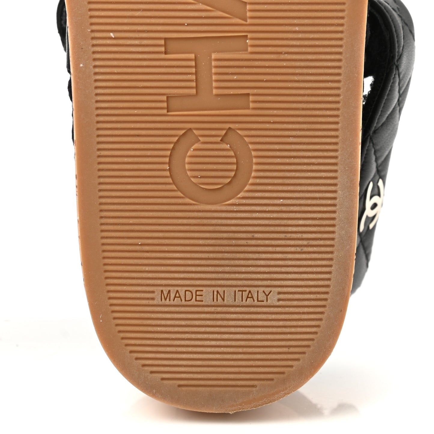 Cord Lambskin Quilted Logo Sandals 38 Black