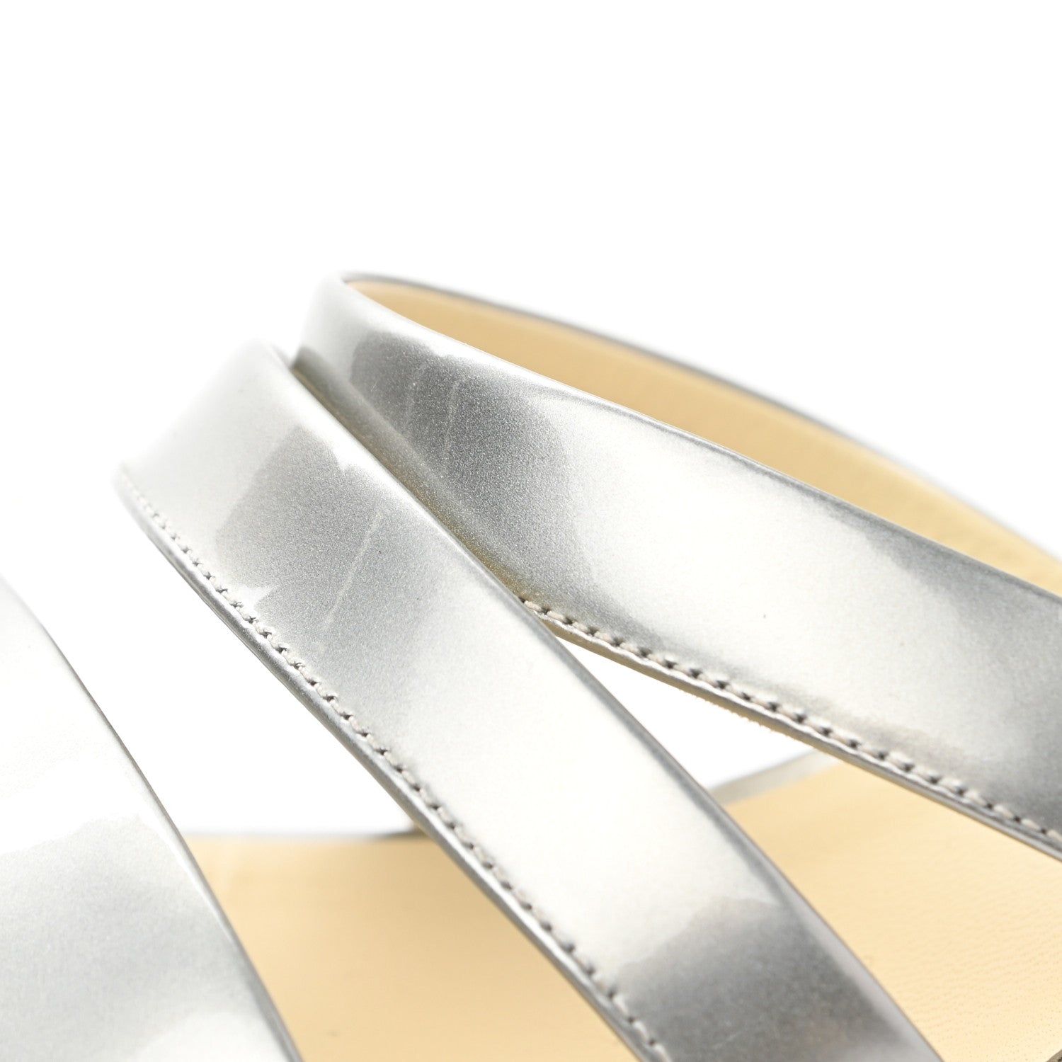 Chanel Metallic Patent Calfskin Sandals 39.5 Silver 12 of 13
