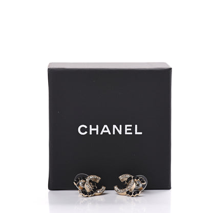 Chanel Crystal Baguette Lambskin Chain CC Vintage Allure Stud Earrings Black Gold 5 of 5