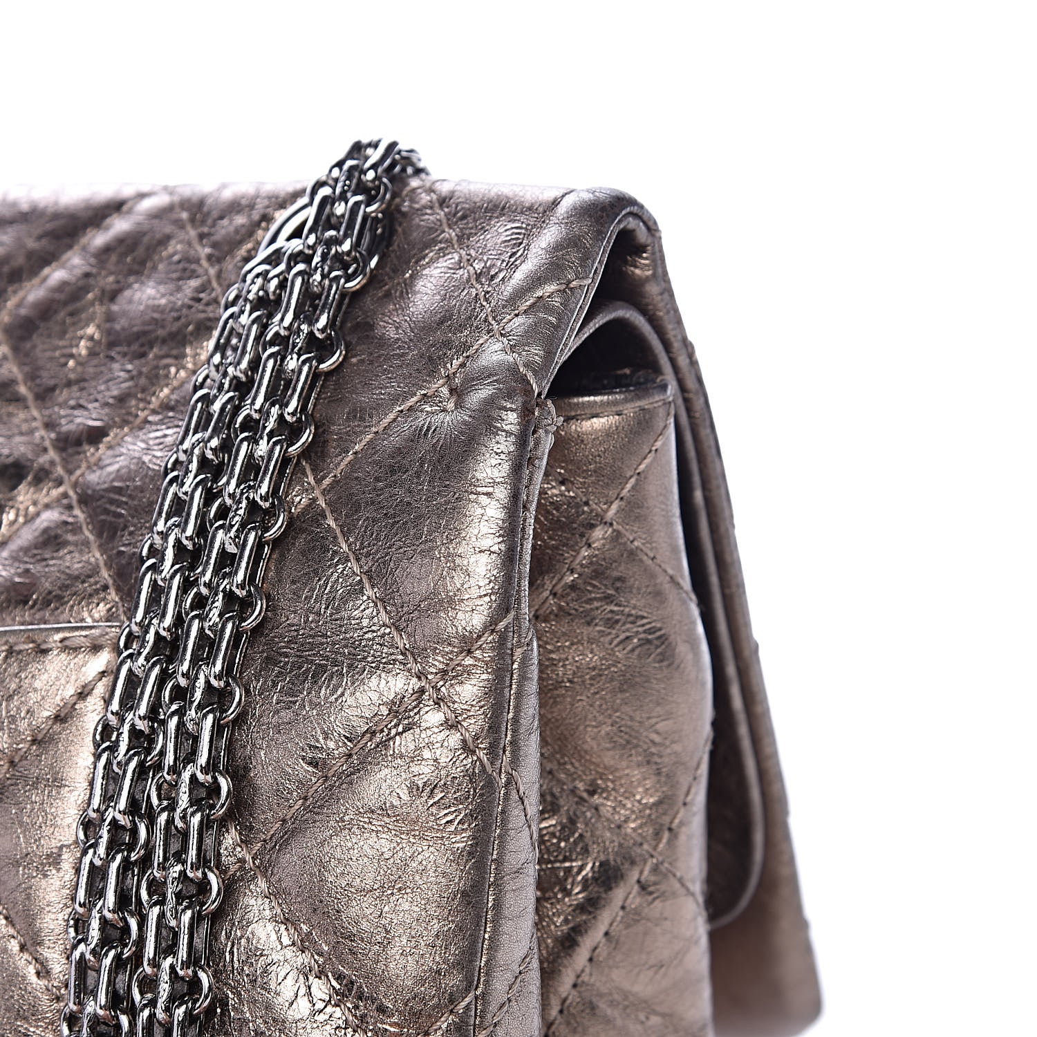 Chanel Metallic Aged Calfskin Quilted 2.55 Reissue 227 Flap Dark Silver 10 of 15