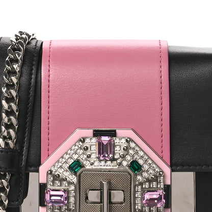 Prada City Calf Crystal Embellished Ribbon Bag Black Begonia 8 of 10